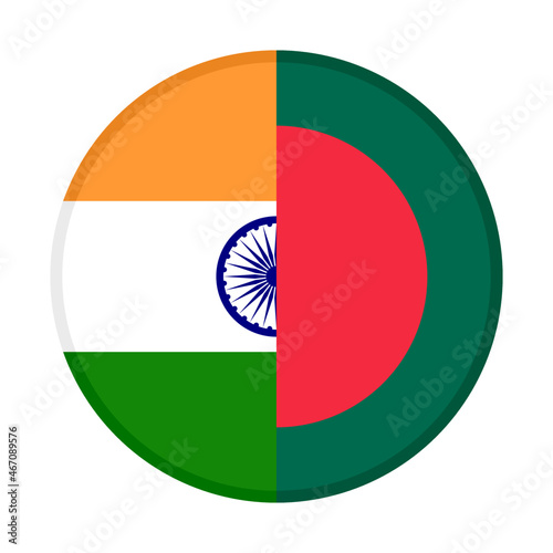 round icon with india and bangladesh flags. vector illustration isolated on white background	