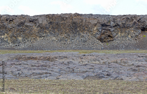 Old lava field covered with green moss