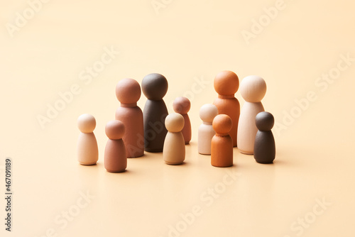 Multiracial parents with children figurines
