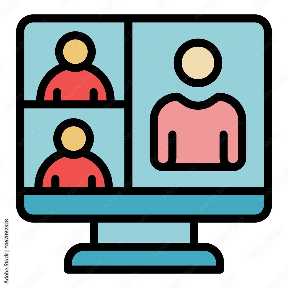 Video room call icon. Outline video room call vector icon color flat isolated Video room call icon. Outline video room call vector icon color flat isolated