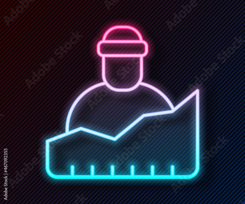 Glowing neon line Growth of homeless icon isolated on black background. Homelessness problem. Vector