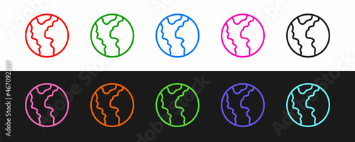 Set line Global economic crisis icon isolated on black and white background. World finance crisis. Vector