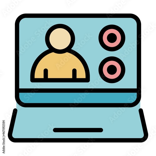 Skype video call icon. Outline skype video call vector icon color flat isolated