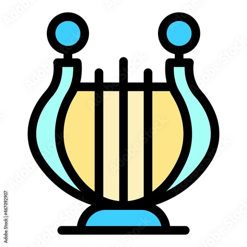 Harp icon. Outline harp vector icon color flat isolated