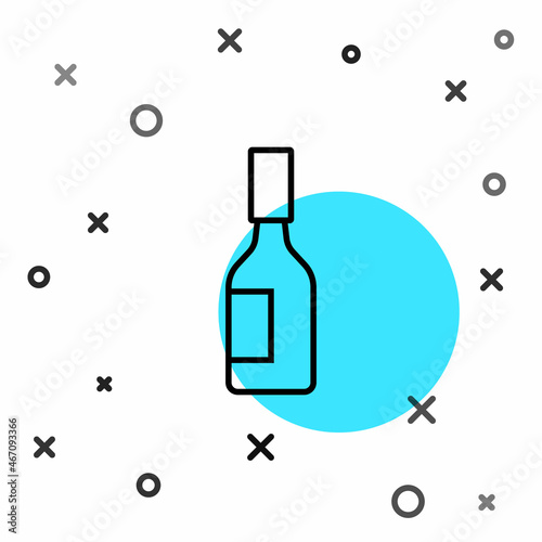 Black line Tabasco sauce icon isolated on white background. Chili cayenne spicy pepper sauce. Random dynamic shapes. Vector