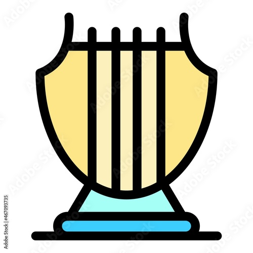 Greek harp icon. Outline greek harp vector icon color flat isolated