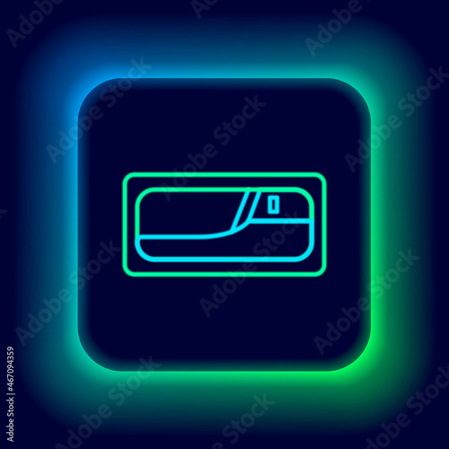 Glowing neon line Car door handle icon isolated on black background. Colorful outline concept. Vector