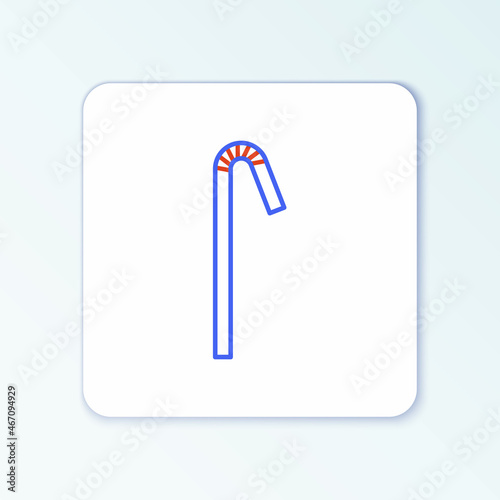 Line Drinking plastic straw icon isolated on white background. Colorful outline concept. Vector