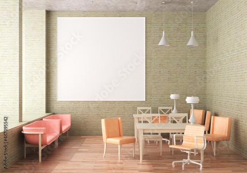 3D Mockup photo frame in Modern interior work area © Johnstocker