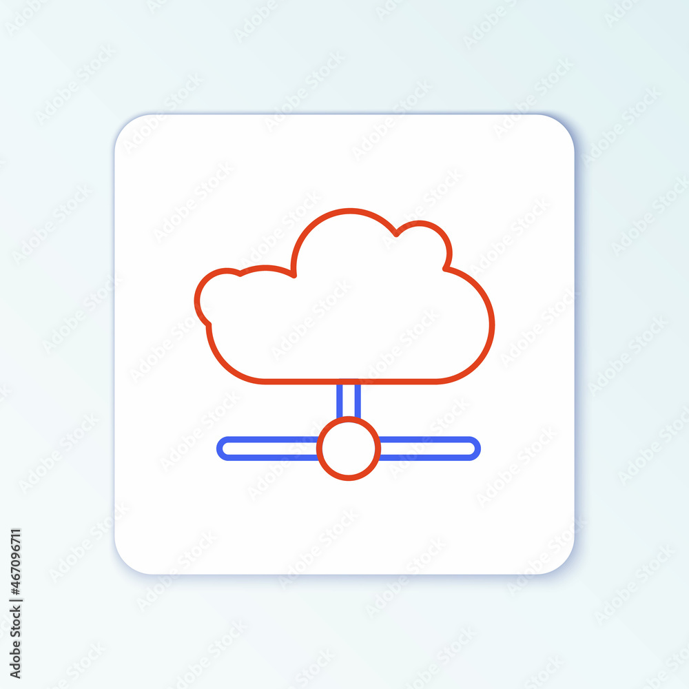 Line Network cloud connection icon isolated on white background. Social technology. Cloud computing concept. Colorful outline concept. Vector Line Network cloud connection icon isolated on white background. Social technology. Cloud computing concept. Colorful outline concept. Vector