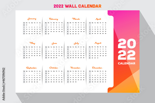 Colorful Gradient Glass Shinning Effect 2022 MInimal Wall Calendar and Planner
