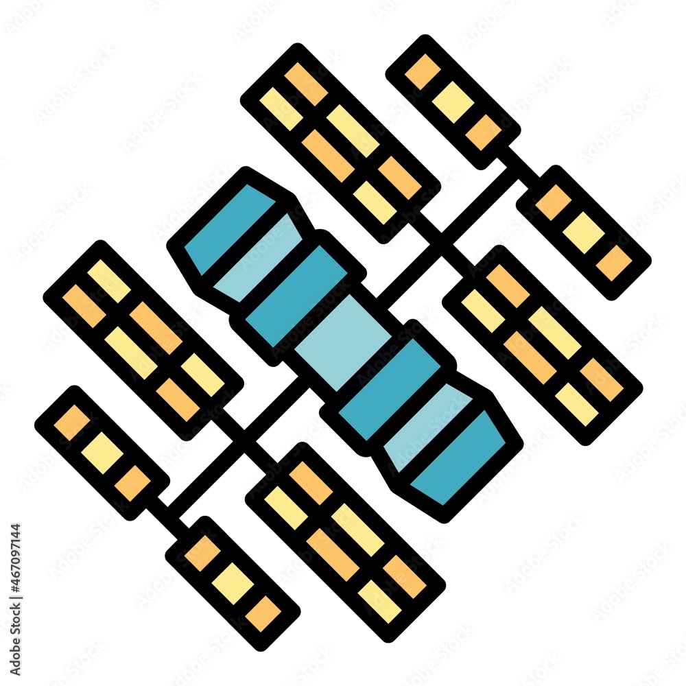 Space station astronomy icon. Outline space station astronomy vector icon color flat isolated Space station astronomy icon. Outline space station astronomy vector icon color flat isolated