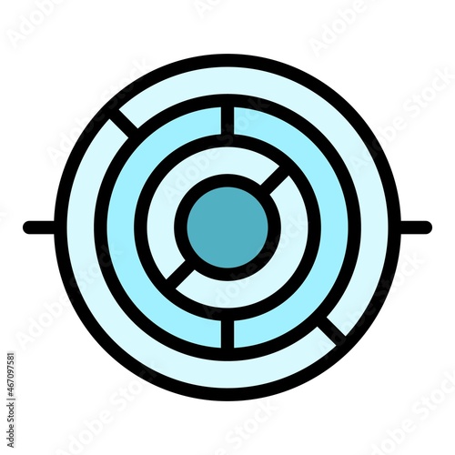 Top view gyroscope icon. Outline top view gyroscope vector icon color flat isolated