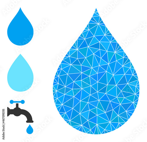 lowpoly drop icon, and similar icons. Polygonal drop vector is designed of random triangles. Flat geometric 2d modeling illustration is based on drop icon. Triangulated drop polygonal 2d illustration.