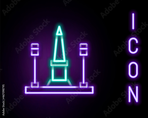 Glowing neon line Place De La Concorde in Paris, France icon isolated on black background. Colorful outline concept. Vector