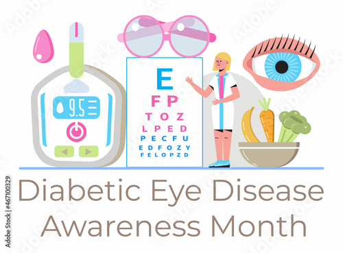 Diabetic Eye Disease Awareness Month concept vector for medical blog, website. Event is celebrated in November.