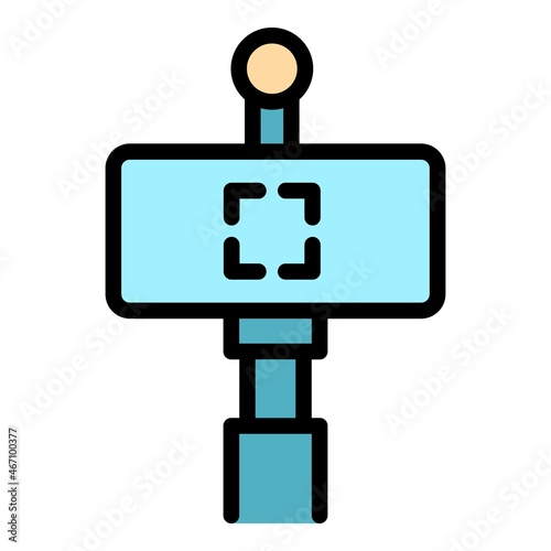 Phone selfie stick icon. Outline phone selfie stick vector icon color flat isolated