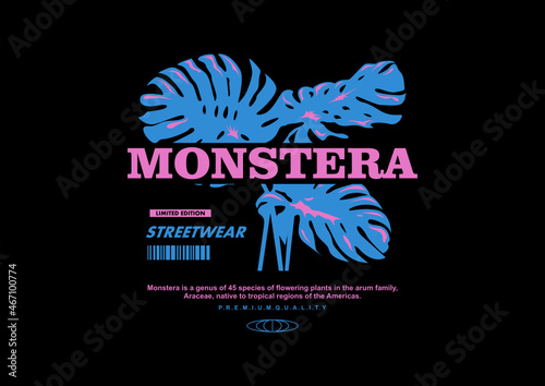 Monstera plant, Plants and flower t shirt design, vector graphic, typographic poster or tshirts street wear and Urban style