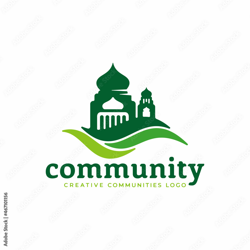 Green Mosque logo. creative Islamic logo design template.
