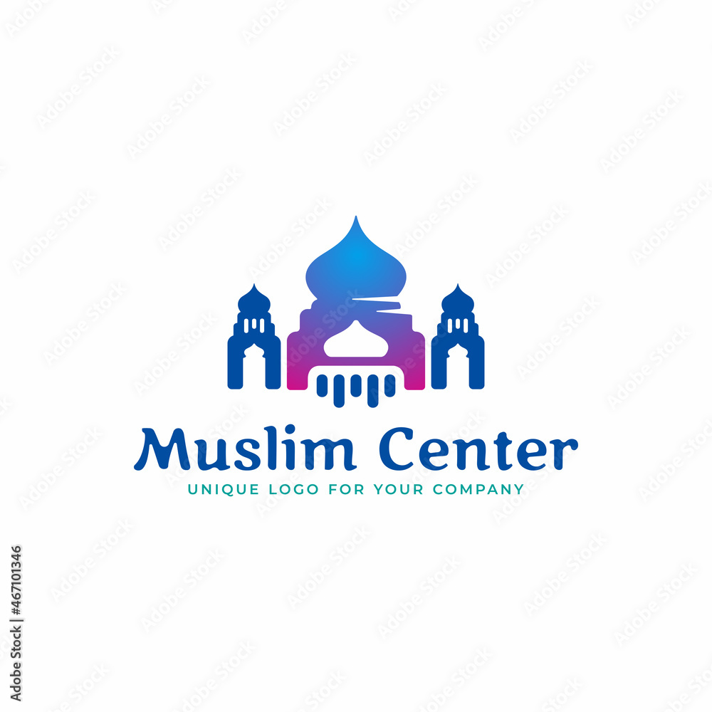 Unique Mosque logo. Islamic logo design template.