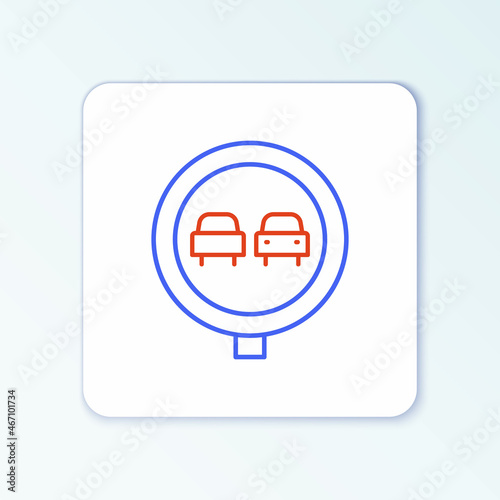 Line No overtaking road traffic icon isolated on white background. Traffic rules and safe driving. Colorful outline concept. Vector