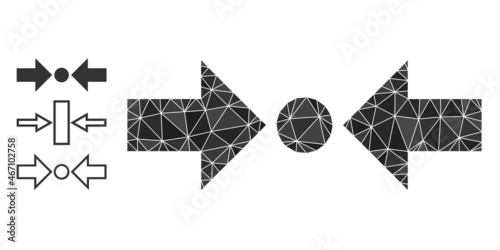 lowpoly pressure horizontal icon, and bonus icons. Polygonal pressure horizontal vector designed of scattered triangles. Flat geometric mesh illustration is designed by pressure horizontal icon.