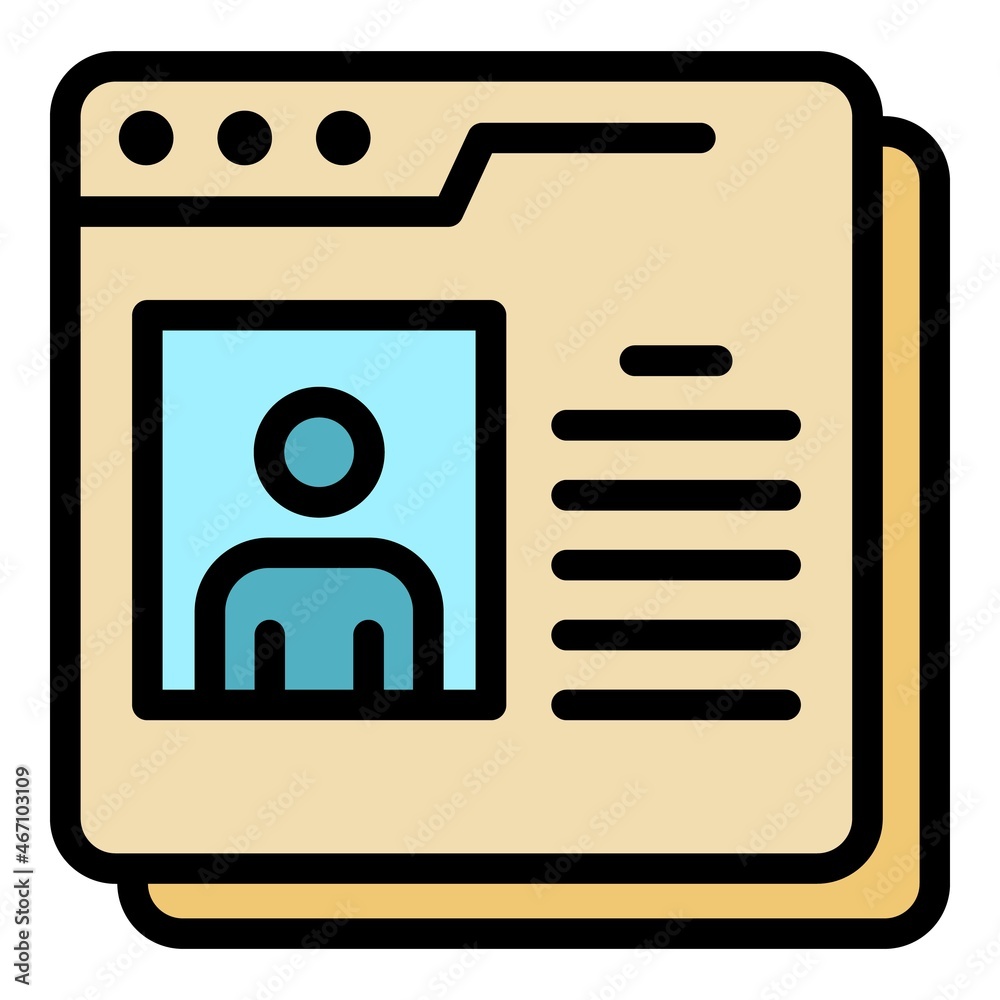 Personal pages icon. Outline personal pages vector icon color flat isolated Personal pages icon. Outline personal pages vector icon color flat isolated