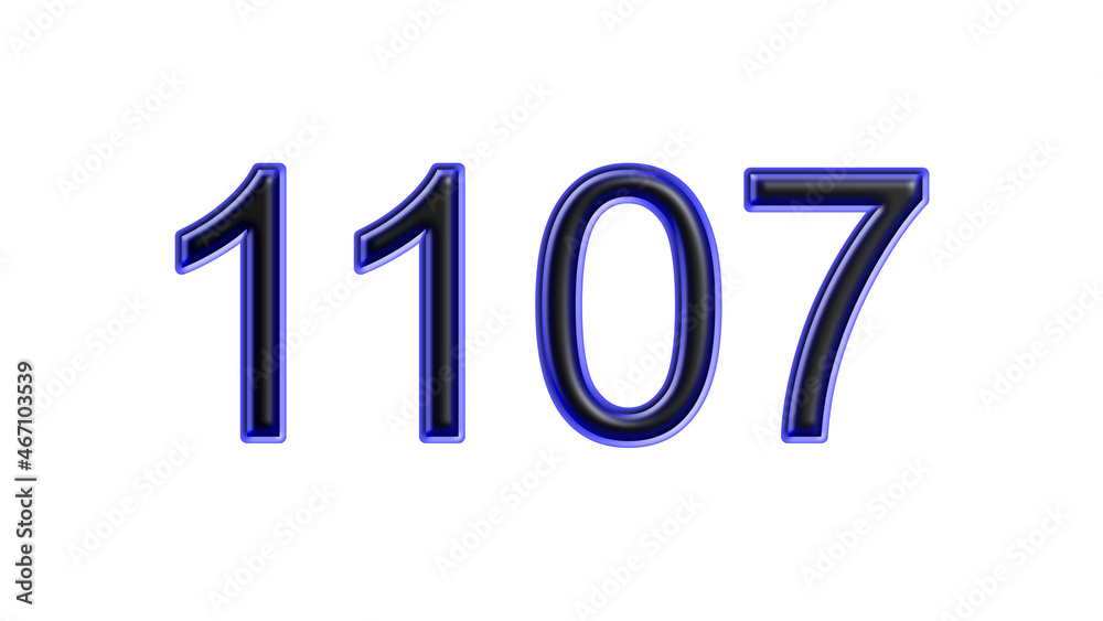 blue 1107 number 3d effect white background blue 1107 number 3d effect white background