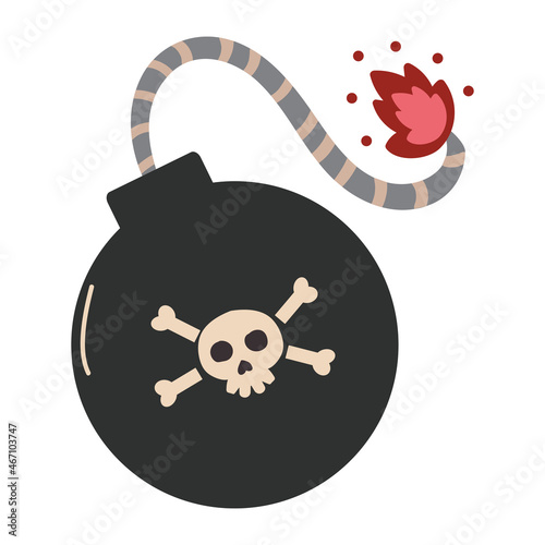 Bomb Pirate with Skull and Crossbones, Design element Bomb with a Burning Bickford Cord