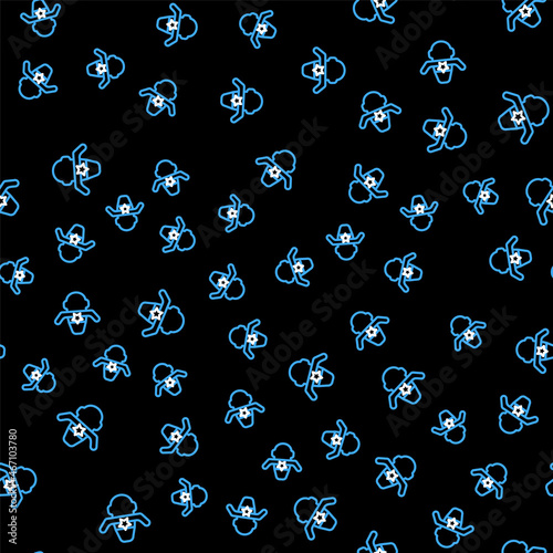 Line Sheriff cowboy hat with star badge icon isolated seamless pattern on black background. Police officer. Vector