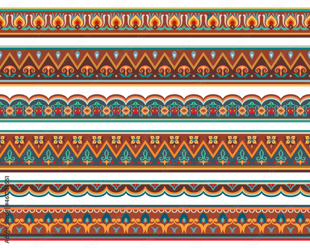 Abstract ethnic stripes. Ornamental borders set Abstract ethnic stripes. Ornamental borders set
