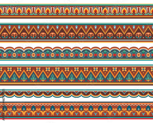 Abstract ethnic stripes. Ornamental borders set