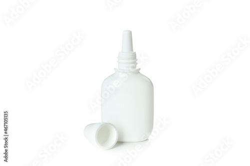 Blank bottle of nasal spray isolated on white background