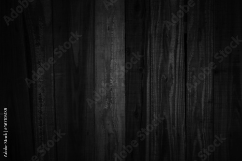 Grunge dark wood plank texture background. Vintage black wooden board wall antique cracking old style design.