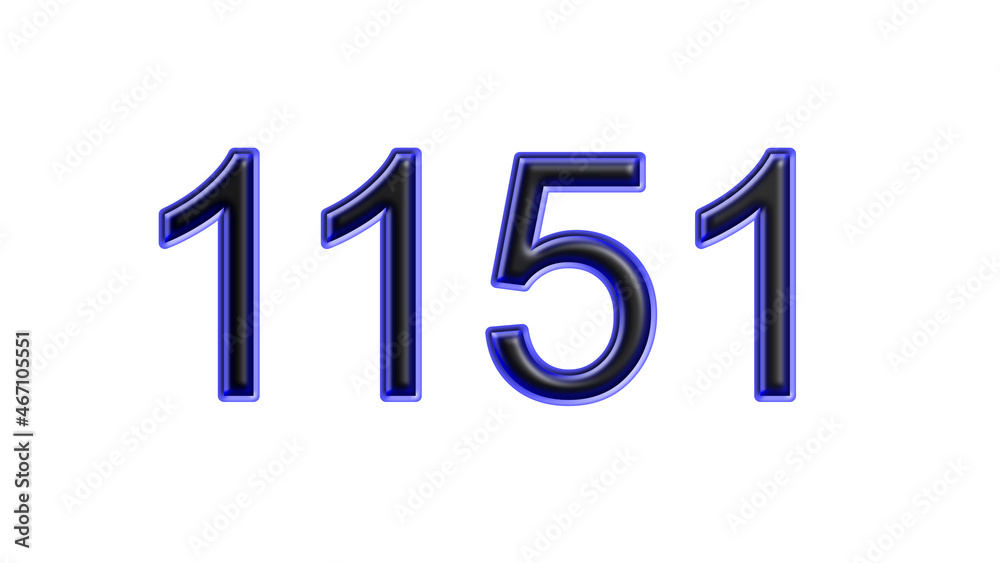 blue 1151 number 3d effect white background blue 1151 number 3d effect white background