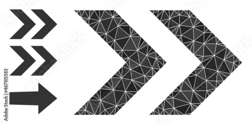 Low-poly shift right icon, and other icons. Polygonal shift right vector is designed of random triangles. Flat geometric polygonal illustration is designed by shift right icon.