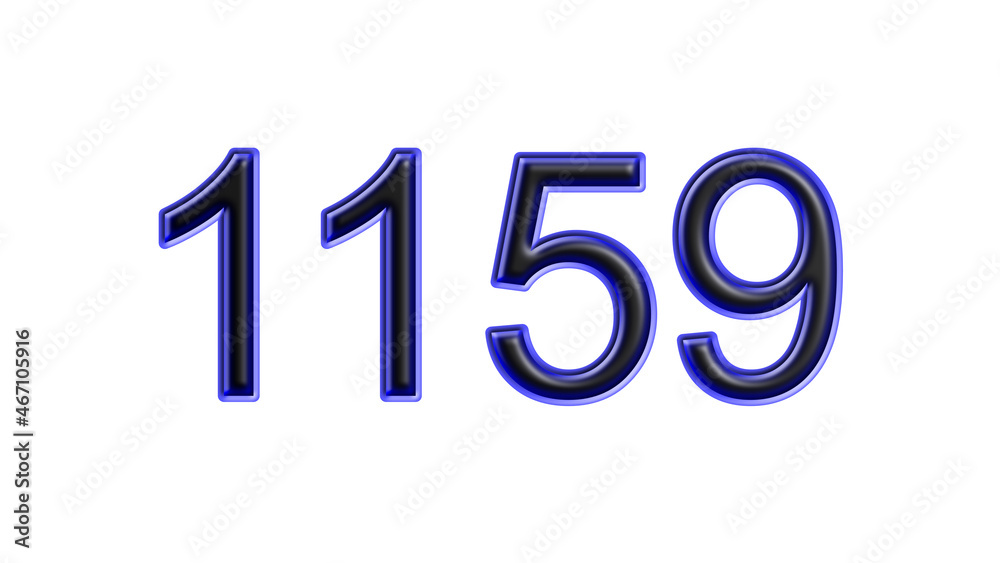 blue 1159 number 3d effect white background blue 1159 number 3d effect white background