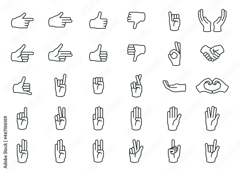 Full set line hand icon Full set line hand icon