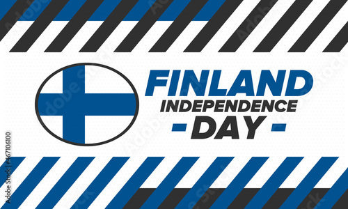 Finland Independence Day. Finnish national happy holiday, celebrated annual in December 6. Finland flag. Patriotic elements. Poster, card, banner and background. Vector illustration