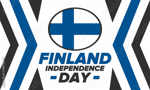 Finland Independence Day. Finnish national happy holiday, celebrated annual in December 6. Finland flag. Patriotic elements. Poster, card, banner and background. Vector illustration