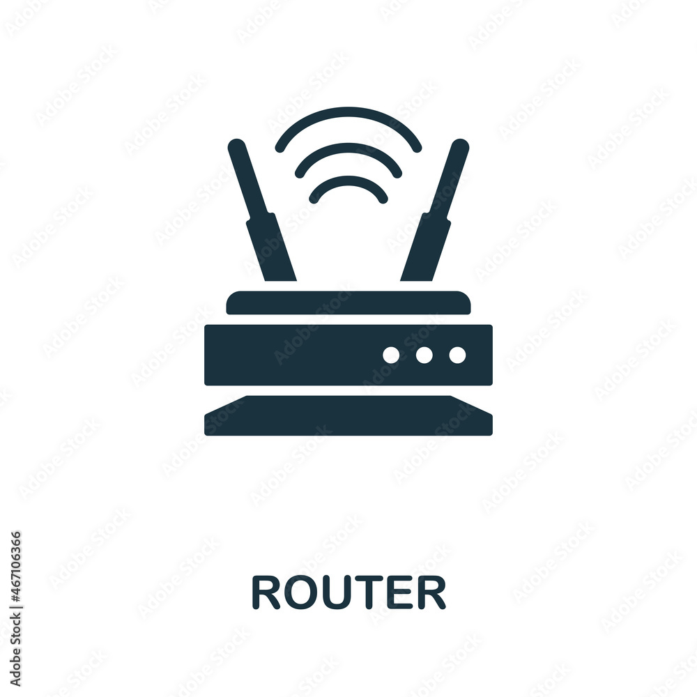 Router icon. Monochrome sign from technology collection. Creative Router icon illustration for web design, infographics and more Router icon. Monochrome sign from technology collection. Creative Router icon illustration for web design, infographics and more