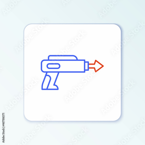 Line Fishing harpoon icon isolated on white background. Fishery manufacturers for catching fish under water. Diving underwater equipment. Colorful outline concept. Vector