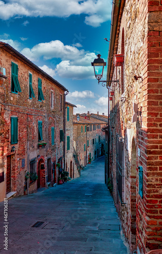 Photography City panorama in the characteristic medieval streets of the town of Campagnatico