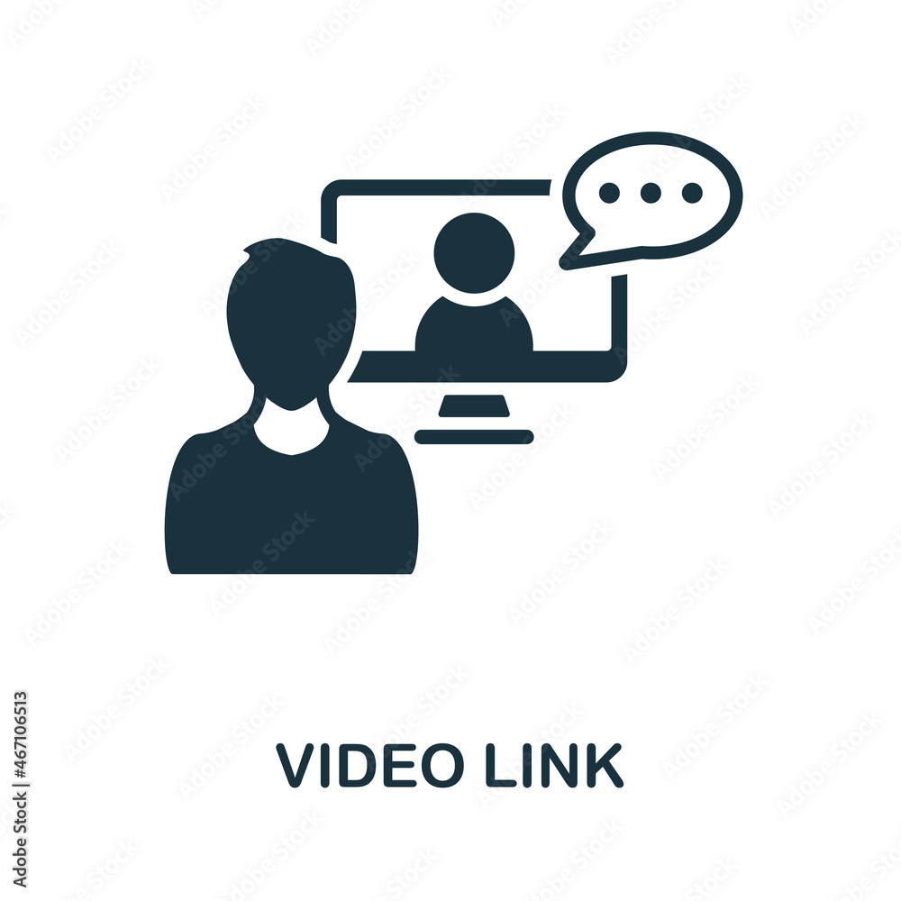 Video Link icon. Monochrome sign from technology collection. Creative Video Link icon illustration for web design, infographics and more Video Link icon. Monochrome sign from technology collection. Creative Video Link icon illustration for web design, infographics and more