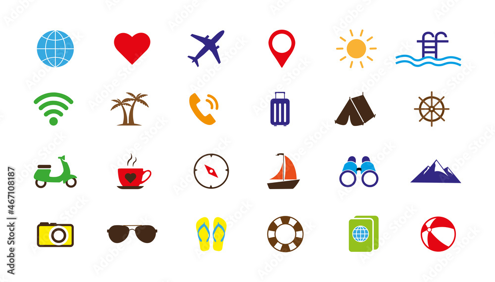 Travel icons set. Travel icons set.
