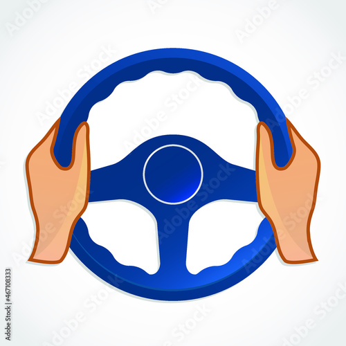 steering wheel with hands color icon