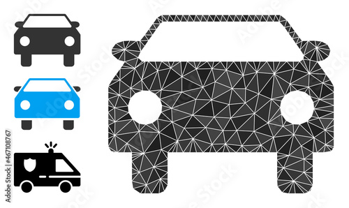 lowpoly car icon, and similar icons. Polygonal car vector is designed with random triangles. Flat geometric lowpoly illustration is designed by car icon. Triangulated car polygonal 2d illustration.