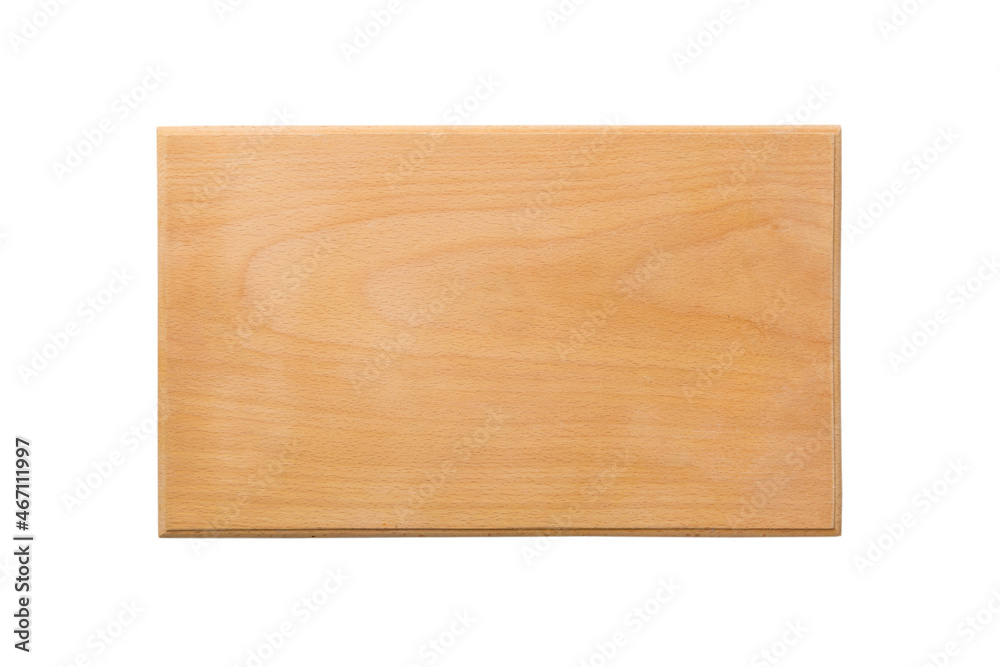 aged dark chopping board out of wood. isolated in white background. top view