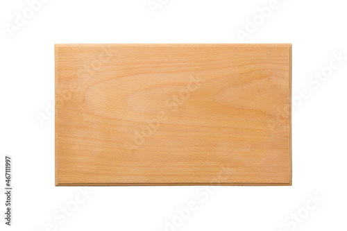 aged dark chopping board out of wood. isolated in white background. top view