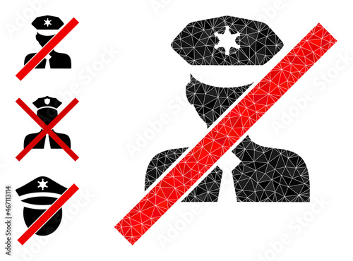 Low-poly blacklisted policeman icon, and other icons. Polygonal blacklisted policeman vector is constructed of random triangles.